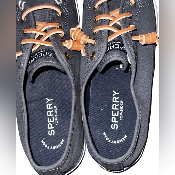 Sperry Top Sider Navy Blue Canvas Slip On Boat Shoe Loafer. Size 6.5 M - Picture 9 of 9